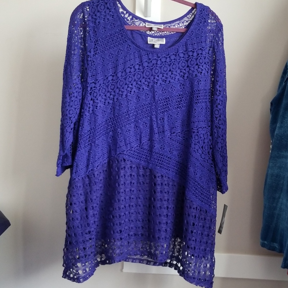 Blue lace blouse